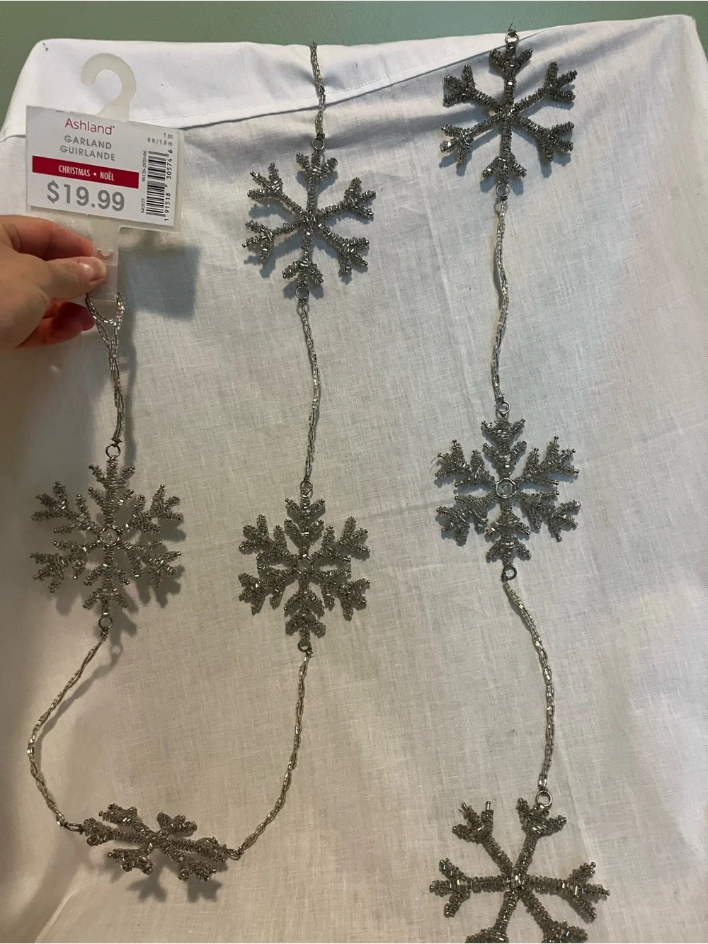 Ashland Silver Glitter Snowflake Garland